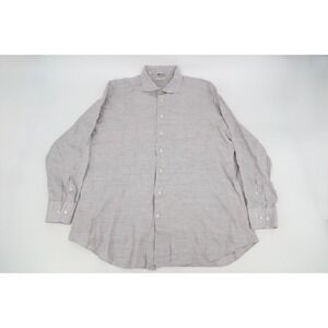 Suitsupply Mens 17 3/4 Slim Fit‎ Gray Pure Linen Tessitura Monti Dress Shirt 45